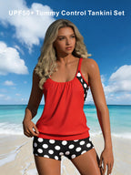 Retro Polka Dot Tankini Swimsuit UPF50+ High Elasticity Skin-Friendly Bathing Suit