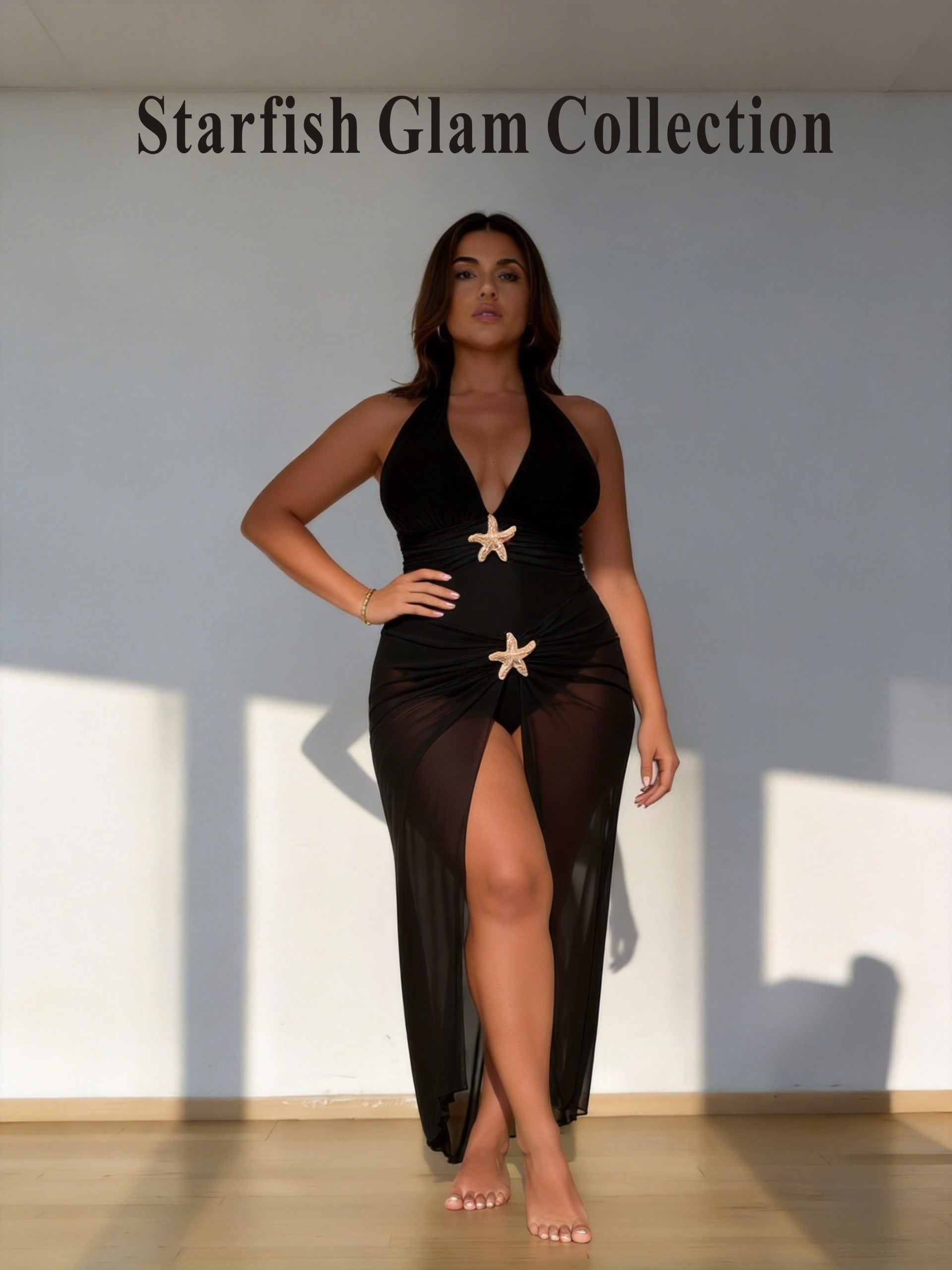 Starfish Glam Collection 2-Piece Swimwear with Sheer Maxi Skirt