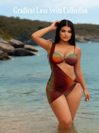 High-Cut Ombre Bathing Suit with Side Cut-Outs