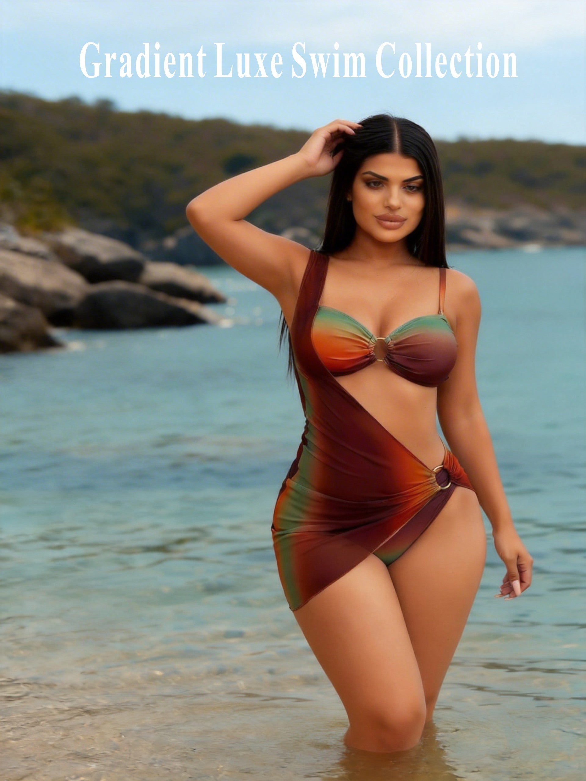 High-Cut Ombre Bathing Suit with Side Cut-Outs