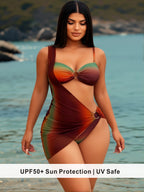 High-Cut Ombre Bathing Suit with Side Cut-Outs