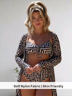 Luxury Monogram Print Bikini with Lace-Up Top