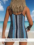Luxe Vertical Geo Print Tankini with Loose Fit