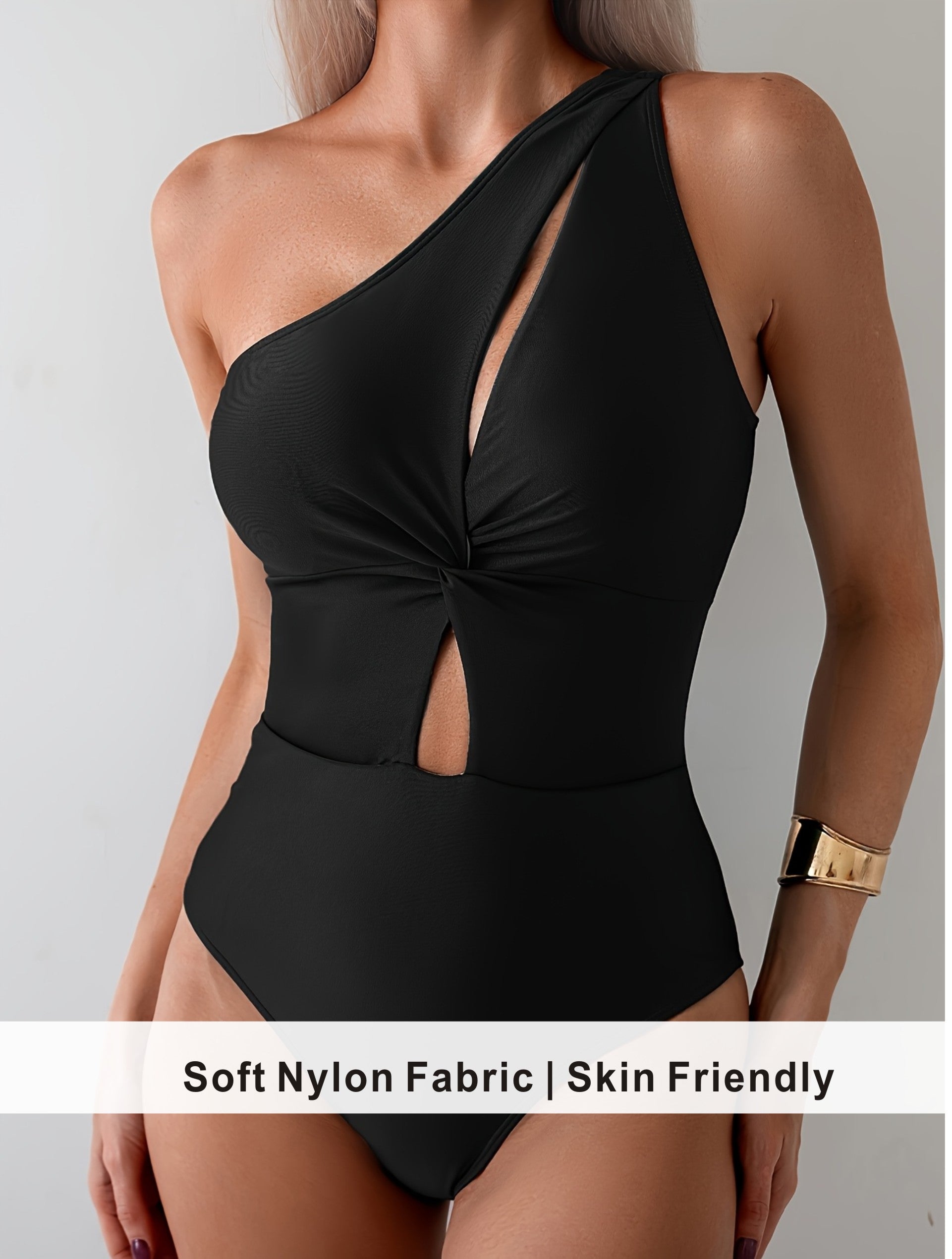 Minimalist Ribbed One-Shoulder Bathing Suit