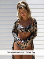 Luxury Monogram Print Bikini with Lace-Up Top