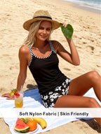 Daisy Print Tankini with Boyshorts