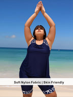 Plus Size Navy Starfish Print Tankini with Bike Shorts