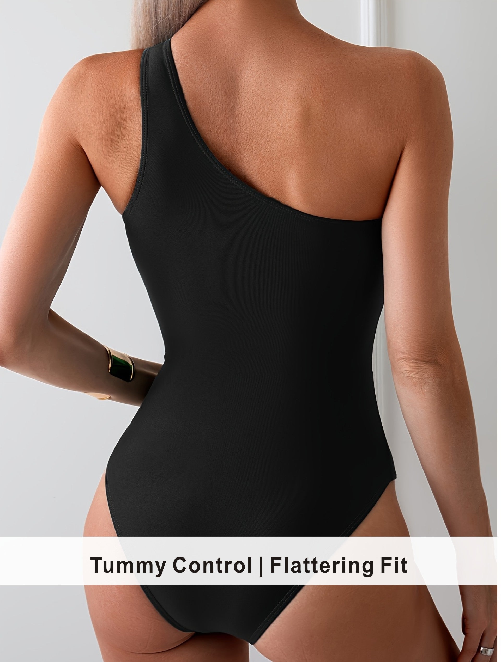Minimalist Ribbed One-Shoulder Bathing Suit