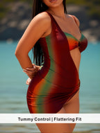 High-Cut Ombre Bathing Suit with Side Cut-Outs
