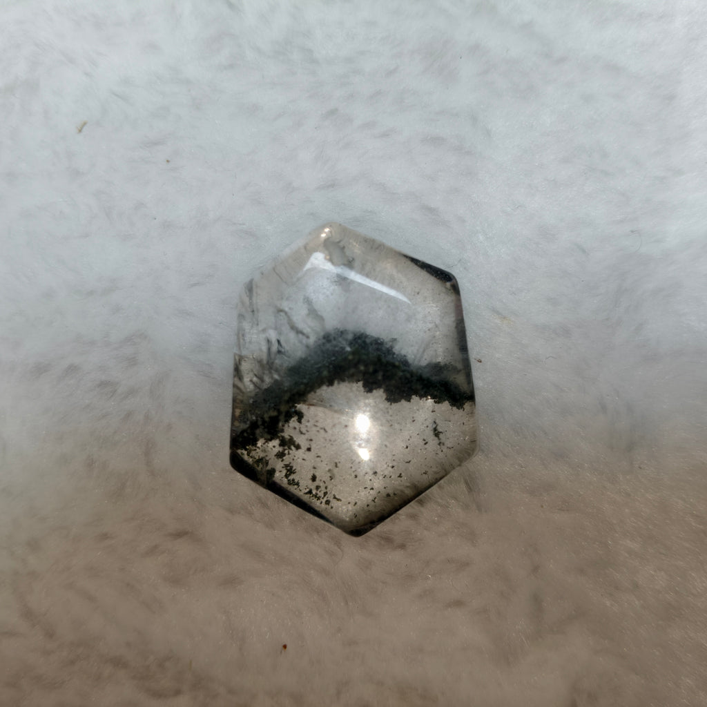 Natural Green Phantom Quartz Hexagon Pendant, Landscape Inclusion Crystal Pendant Healing Meditation Crystal Jewelry for Women Men