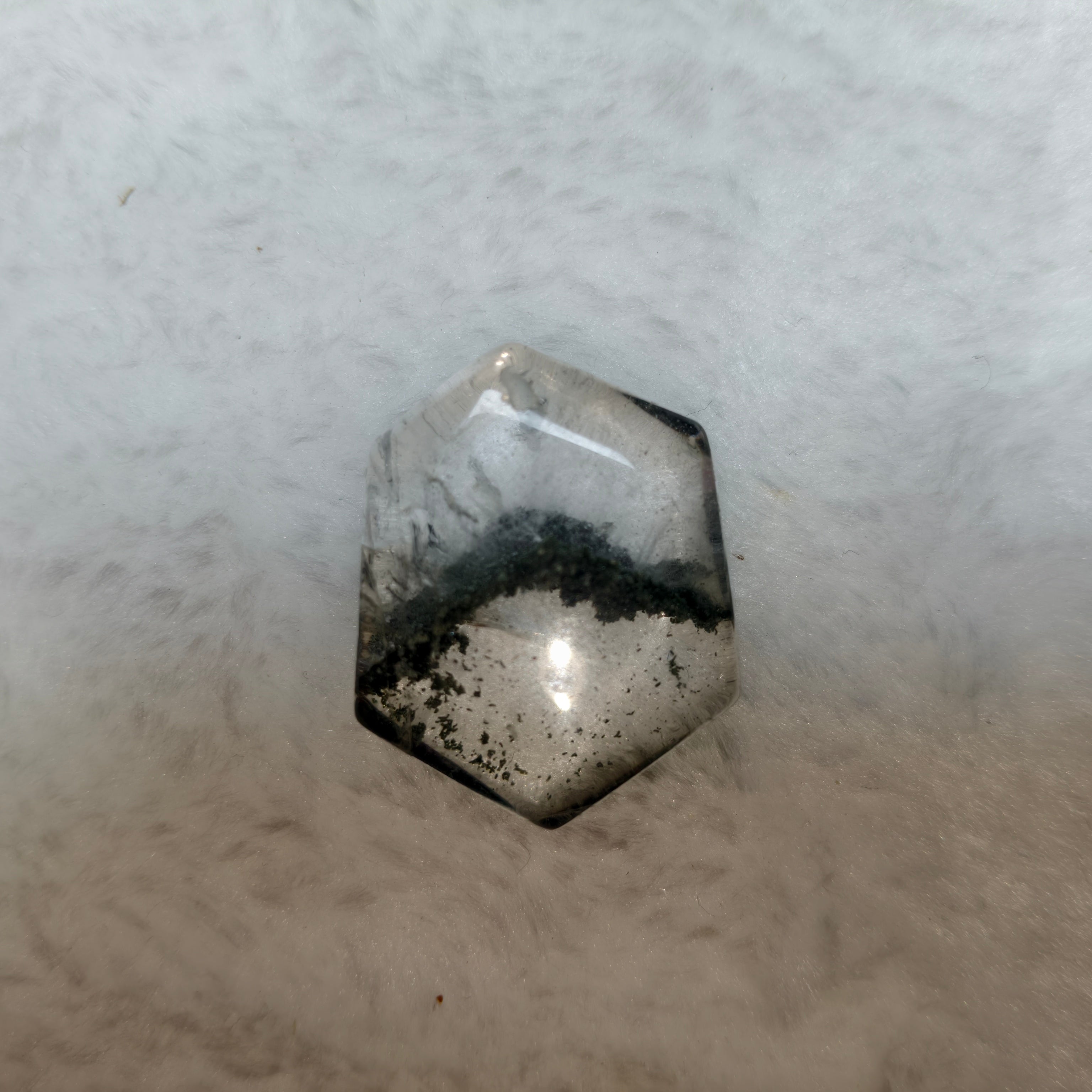 Natural Green Phantom Quartz Hexagon Pendant, Landscape Inclusion Crystal Pendant Healing Meditation Crystal Jewelry for Women Men