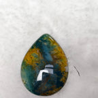 Natural Moss Agate Teardrop Pendant, Landscape Moss Agate Cabochon Pendant Healing Crystal Necklace for Men Women