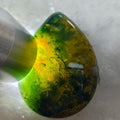 Natural Moss Agate Teardrop Pendant, Landscape Moss Agate Cabochon Pendant Healing Crystal Necklace for Men Women