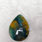 Natural Moss Agate Teardrop Pendant, Landscape Moss Agate Cabochon Pendant Healing Crystal Necklace for Men Women
