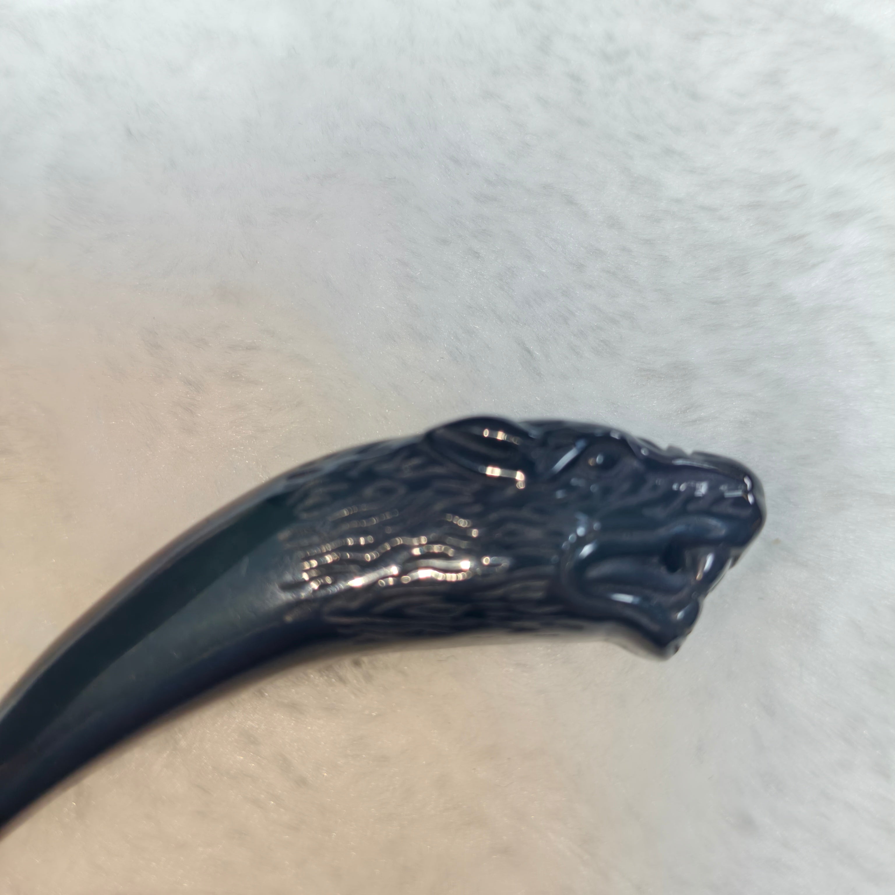 Natural Black Obsidian Carved Wolf Head Wolf Tooth Pendant, Protective Spirit Wolf Amulet Healing Crystal Necklace for Men