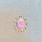 Natural Star Amethyst Oval Cabochon Inlaid Pendant, Vintage Gold Frame Starlight Amethyst Healing Crystal Necklace for Women