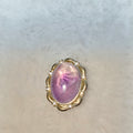 Natural Star Amethyst Oval Cabochon Inlaid Pendant, Vintage Gold Frame Starlight Amethyst Healing Crystal Necklace for Women