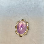 Natural Star Amethyst Oval Cabochon Inlaid Pendant, Vintage Gold Frame Starlight Amethyst Healing Crystal Necklace for Women