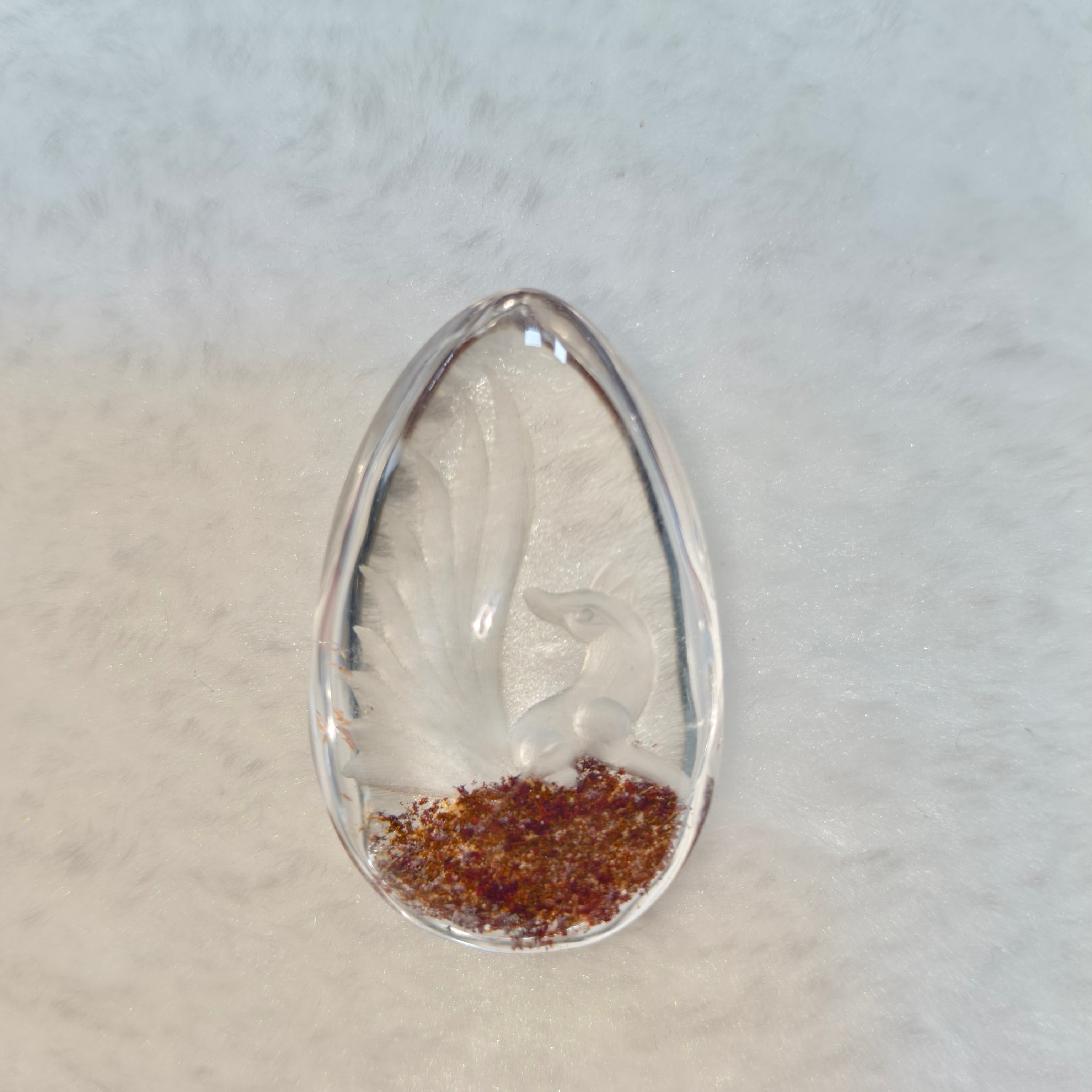 Natural Red Phantom Quartz Teardrop Pendant, Inside Carved Nine-Tailed Fox Crystal Healing Necklace for Women