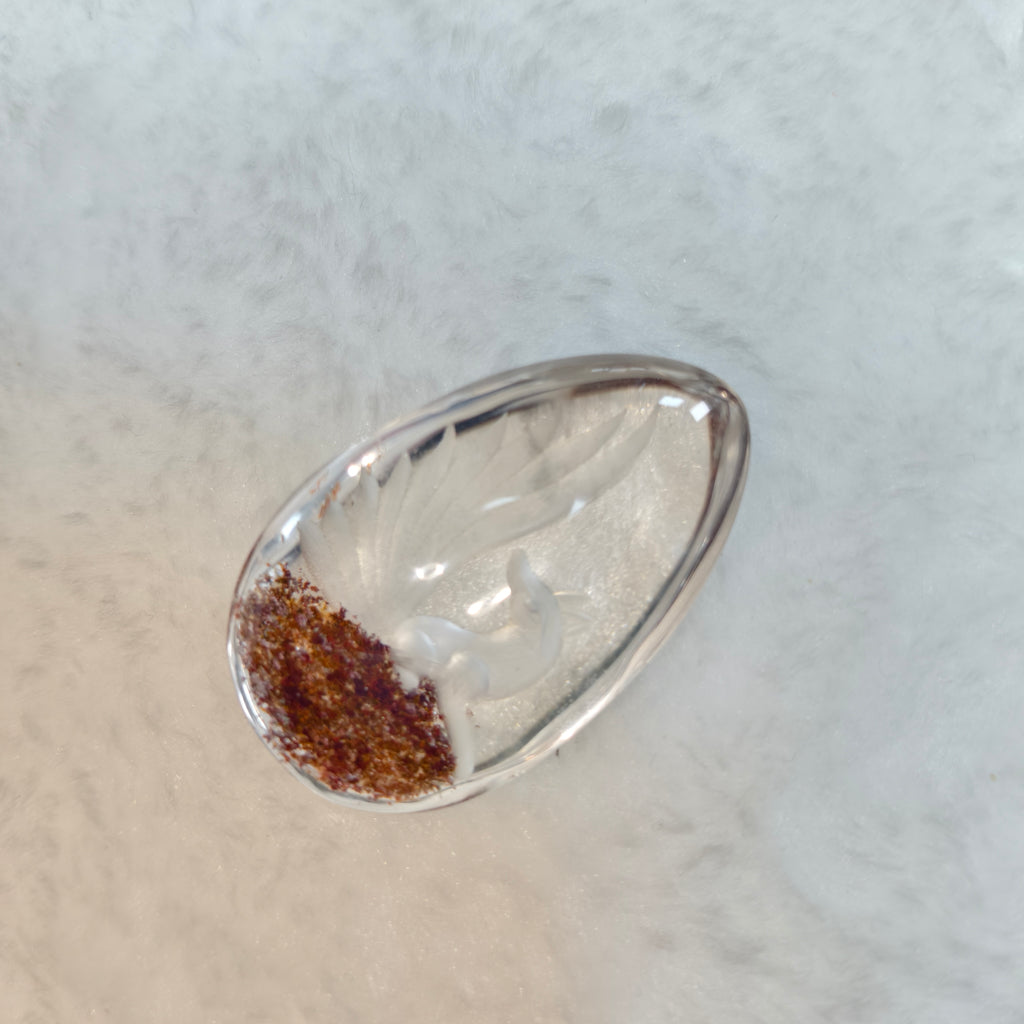 Natural Red Phantom Quartz Teardrop Pendant, Inside Carved Nine-Tailed Fox Crystal Healing Necklace for Women