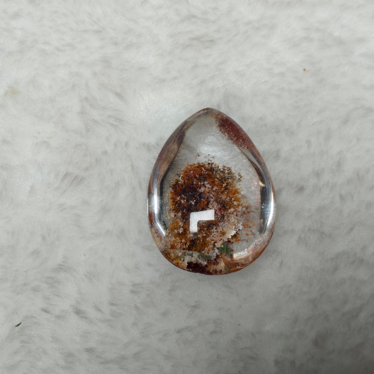 Natural Multi‑Color Phantom Quartz Teardrop Pendant, Lodolite Garden Landscape Inclusion Crystal Cabochon for Jewelry Making & Spiritual Healing