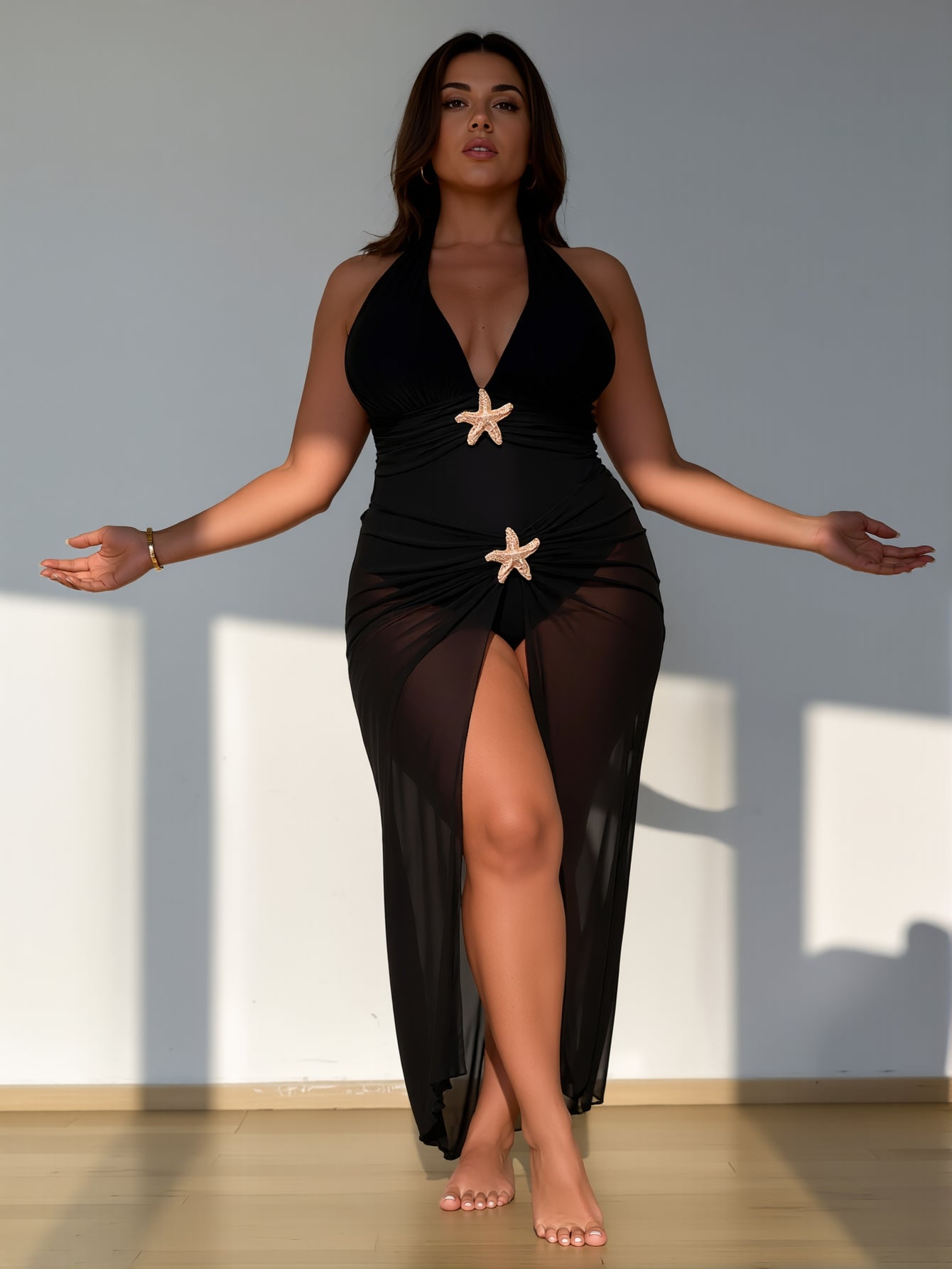 Starfish Glam Collection 2-Piece Swimwear with Sheer Maxi Skirt