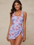 JingJing Pastel Floral Swim Dress One-Piece Swimsuit