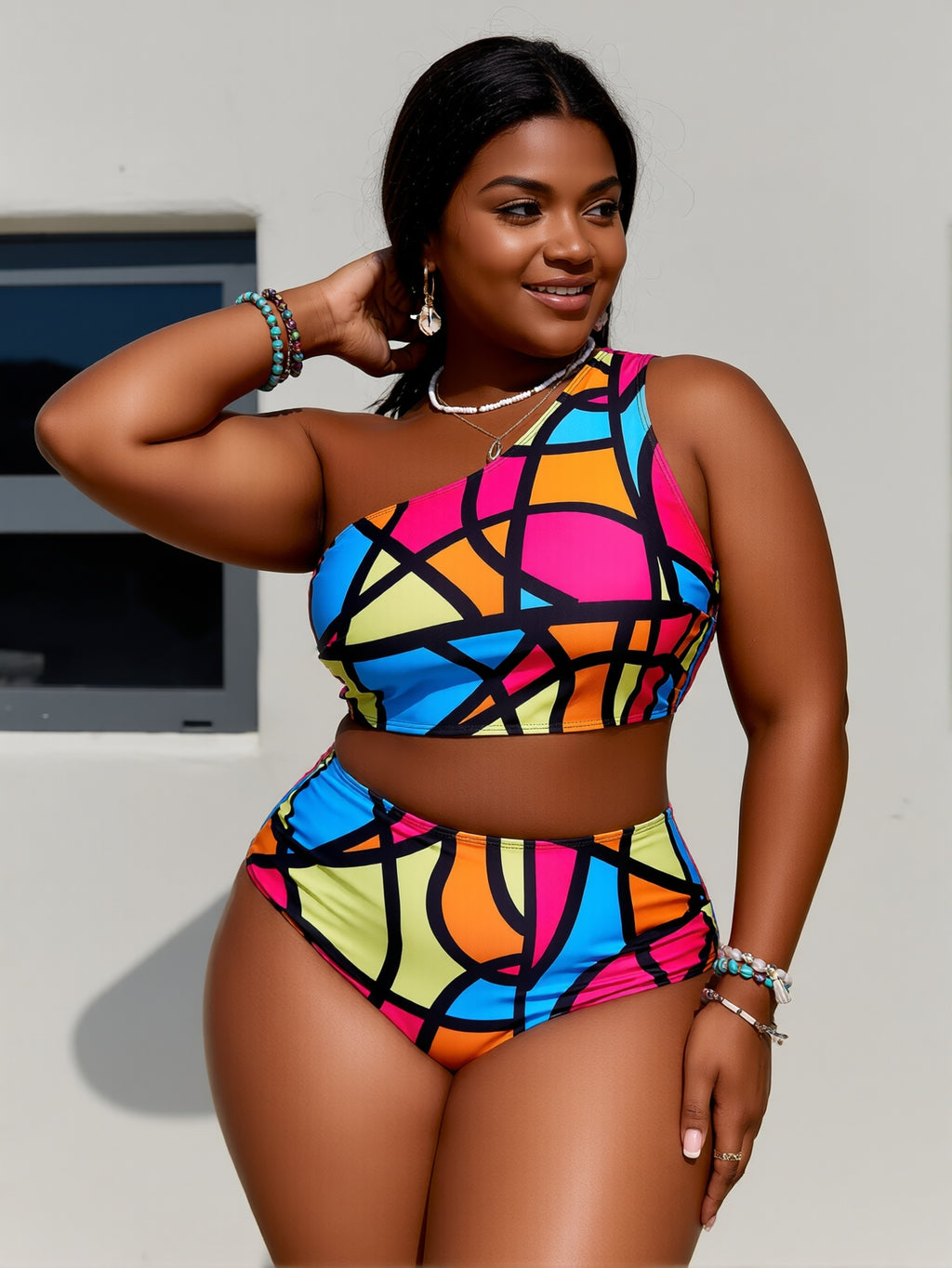 One Shoulder High Waist Bikini That Flatters All Curves