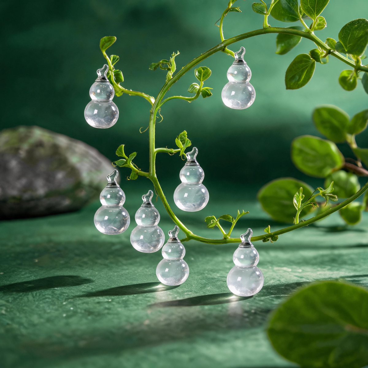 Natural Clear Quartz Gourd Figurine, Feng Shui Calabash Healing Crystal Ornament, Reiki Energy Stone Home Desk Decor Good Luck Charm Gift