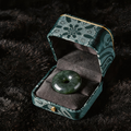 Natural Burmese Dark Green Moss Grade‑A Jadeite Safety Buckle Pendant, Chinese Ping An Kou Donut‑Shaped Protection Talisman Necklace for Men Women