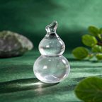 Natural Clear Quartz Gourd Figurine, Feng Shui Calabash Healing Crystal Ornament, Reiki Energy Stone Home Desk Decor Good Luck Charm Gift