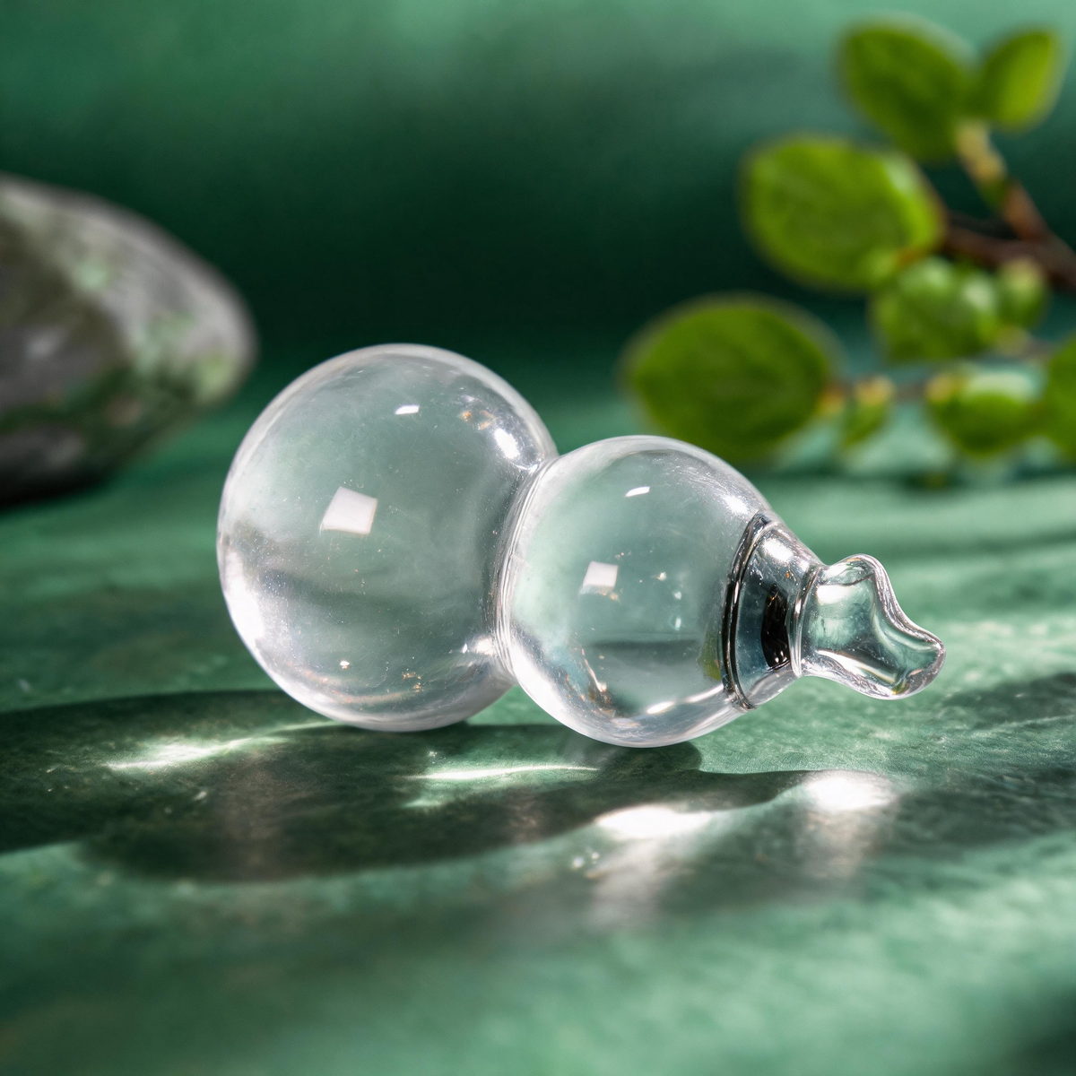 Natural Clear Quartz Gourd Figurine, Feng Shui Calabash Healing Crystal Ornament, Reiki Energy Stone Home Desk Decor Good Luck Charm Gift