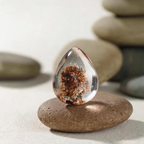 Natural Multi‑Color Phantom Quartz Teardrop Pendant, Lodolite Garden Landscape Inclusion Crystal Cabochon for Jewelry Making & Spiritual Healing