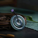 Natural Burmese Blue‑Green Grade‑A Jadeite Nested Double‑Ring Safety Buckle Pendant, Ping An Kou Protection Talisman Necklace with Cord for Men Women