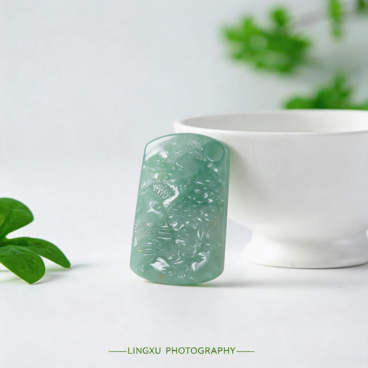 Natural Burmese Light Blue‑Green Grade‑A Jadeite Hand‑Carved Landscape Plaque Pendant, Traditional Chinese Mountain‑River Scenery Jade Necklace Charm for Men Women