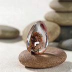 Natural Multi‑Color Phantom Quartz Teardrop Pendant, Lodolite Garden Landscape Inclusion Crystal Cabochon for Jewelry Making & Spiritual Healing