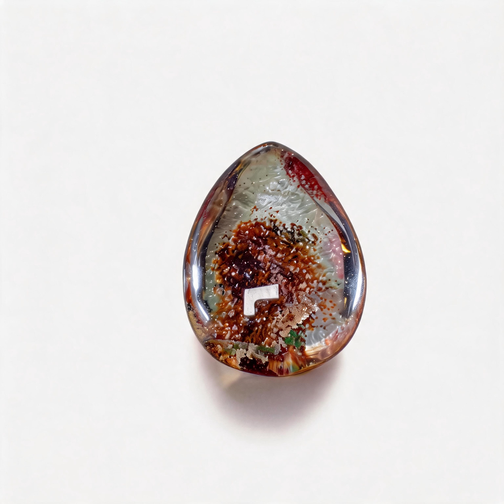 Natural Multi‑Color Phantom Quartz Teardrop Pendant, Lodolite Garden Landscape Inclusion Crystal Cabochon for Jewelry Making & Spiritual Healing