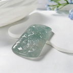 Natural Burmese Light Blue‑Green Grade‑A Jadeite Hand‑Carved Landscape Plaque Pendant, Traditional Chinese Mountain‑River Scenery Jade Necklace Charm for Men Women
